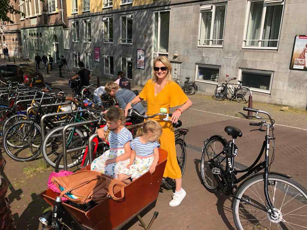 Riding a bike with kids in Amsterdam