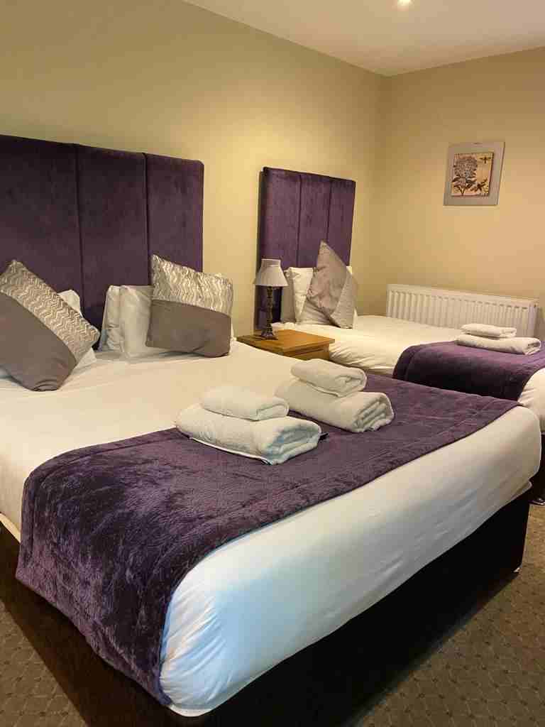 Purple and white family bedroom, Minster Hotel, York, England