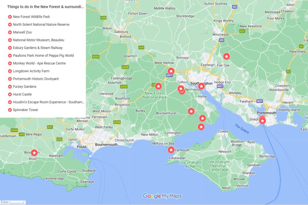 Maps of Self Catering New Forest Accommodation For Families & Things to Do in the New Forest